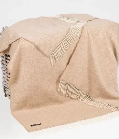 Fashion Sweater Shop Wool and Cashmere Beige Herringbone Throw Col: 1475
