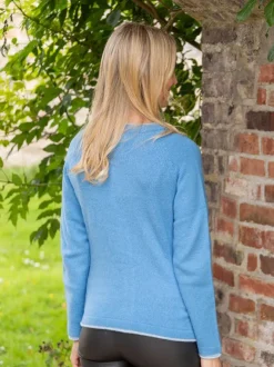 Fashion Sweater Shop Wool and Cashmere Cardigan Azure Blue