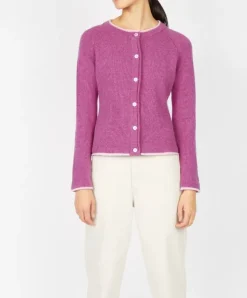 Best Sweater Shop Wool and Cashmere Cardigan Pink Berry