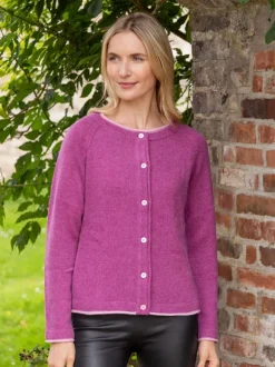 Best Sweater Shop Wool and Cashmere Cardigan Pink Berry