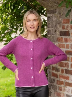 Best Sweater Shop Wool and Cashmere Cardigan Pink Berry