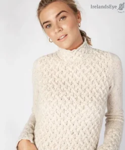 Clearance Sweater Shop Wool and Cashmere Cosy Trellis Sweater - Chalk