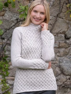 Clearance Sweater Shop Wool and Cashmere Cosy Trellis Sweater - Chalk