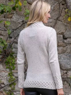Clearance Sweater Shop Wool and Cashmere Cosy Trellis Sweater - Chalk
