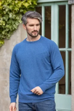 Sale Sweater Shop Wool and Cashmere Crew Neck Denim