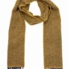 Clearance Sweater Shop Wool and Cashmere Herringbone Scarf Mustard - 2444