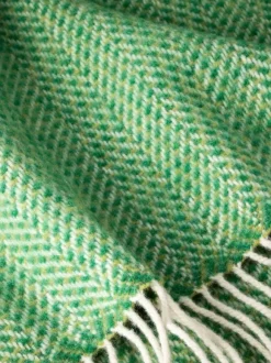 Outlet Sweater Shop Wool and Cashmere Herringbone Throw Green Col.1491