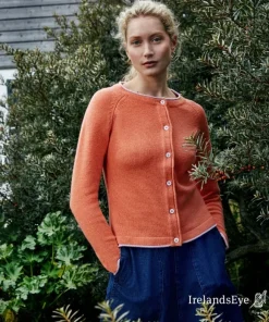 Clearance Sweater Shop Wool and Cashmere Killiney Cardigan Coral