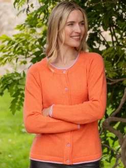 Clearance Sweater Shop Wool and Cashmere Killiney Cardigan Coral