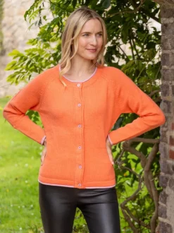 Clearance Sweater Shop Wool and Cashmere Killiney Cardigan Coral