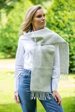 Outlet Sweater Shop Wool and Cashmere light grey Herringbone Scarf 2422