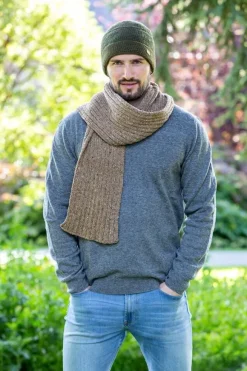 Outlet Sweater Shop Wool and Cashmere Luxe Ribbed Scarf - Ground