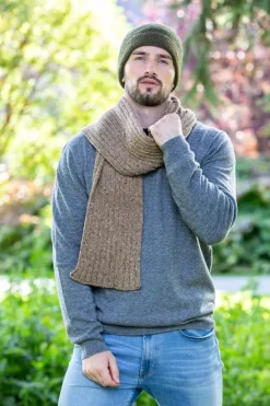 Outlet Sweater Shop Wool and Cashmere Luxe Ribbed Scarf - Ground