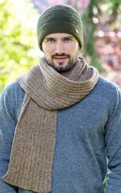 Outlet Sweater Shop Wool and Cashmere Luxe Ribbed Scarf - Ground
