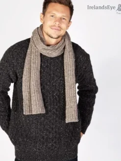 Outlet Sweater Shop Wool and Cashmere Luxe Ribbed Scarf - Ground