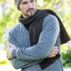 Clearance Sweater Shop Wool and Cashmere Luxe Ribbed Scarf Charcoal - Made in Ireland