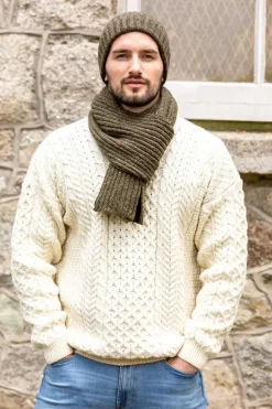 Sale Sweater Shop Wool and Cashmere Luxe ribbed scarf - forest green