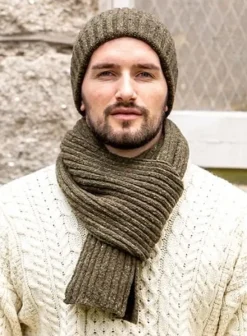 Sale Sweater Shop Wool and Cashmere Luxe ribbed scarf - forest green