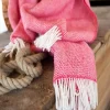 Hot Sweater Shop Wool and Cashmere Raspberry Herringbone Throw Col: 1406