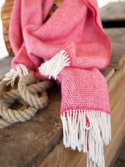 Hot Sweater Shop Wool and Cashmere Raspberry Herringbone Throw Col: 1406