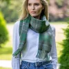 Outlet Sweater Shop Wool and Cashmere Scarf Green Tartan