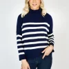 Hot Sweater Shop Wool and Cashmere Sweater - Navy Stripe