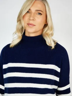Hot Sweater Shop Wool and Cashmere Sweater - Navy Stripe