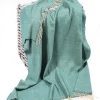 Hot Sweater Shop Wool and Cashmere Turquoise Herringbone Throw Col: 1417