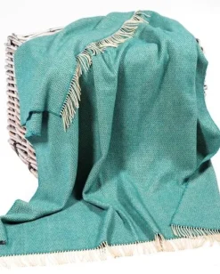 Hot Sweater Shop Wool and Cashmere Turquoise Herringbone Throw Col: 1417