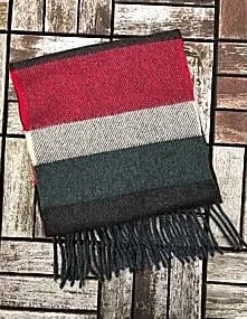 Discount Sweater Shop Wool Cashmere Scarf Made in Ireland - Wine/green/charcoal Mix 8002