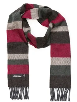 Discount Sweater Shop Wool Cashmere Scarf Made in Ireland - Wine/green/charcoal Mix 8002